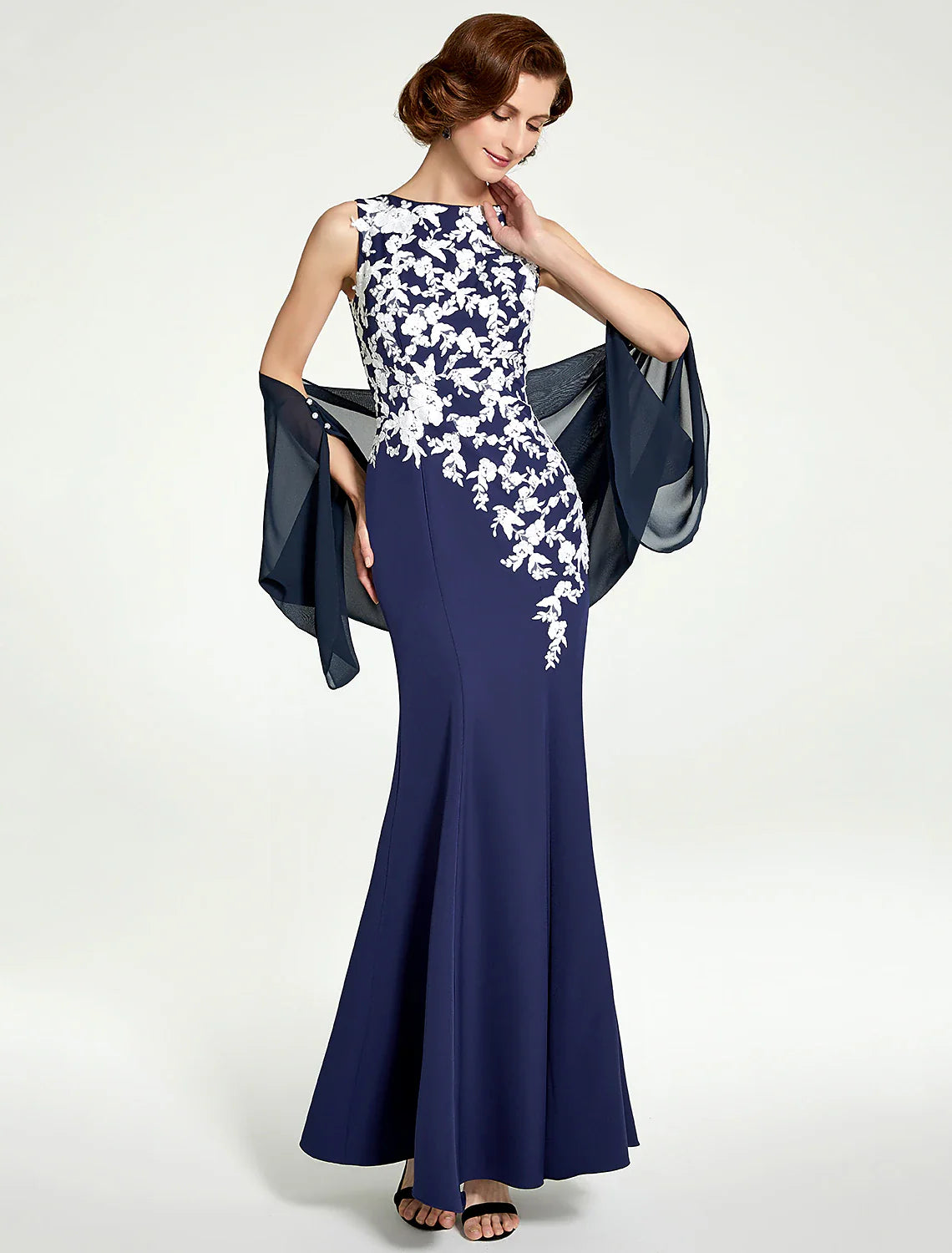 Aimishang Mermaid / Trumpet Mother of the Bride Dress Jewel Neck Floor Length Chiffon Lace Sleeveless with Lace