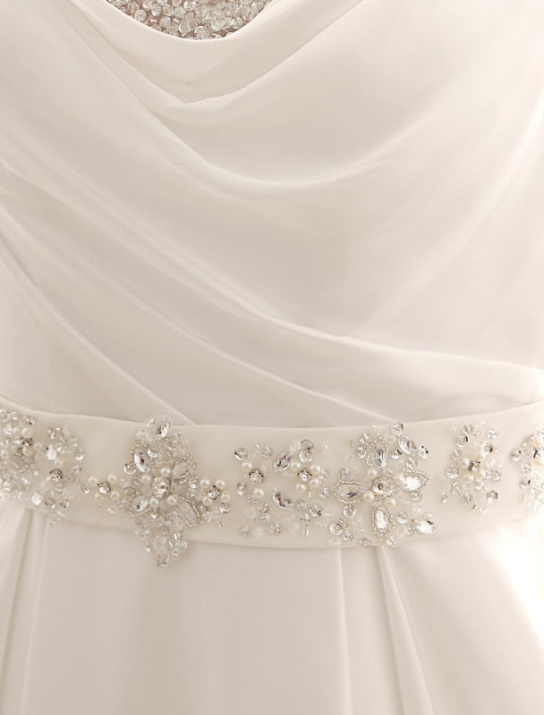 Exclusive Pleated Satin Aline Wedding Dress With Train