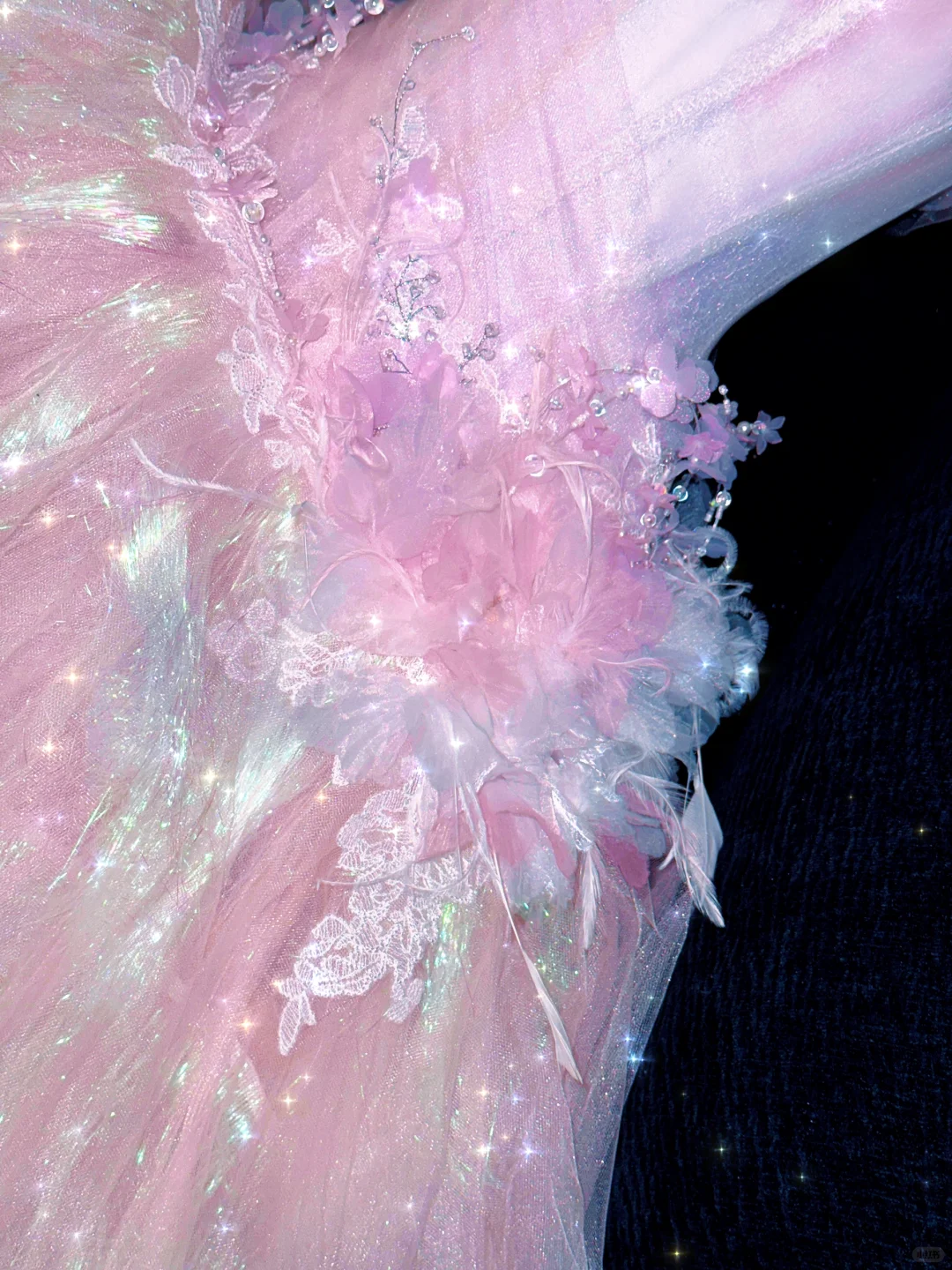 Sparkling Elegant Pink A-Line Tiered Prom Dress Evening Dress Ball Gown HZ1024