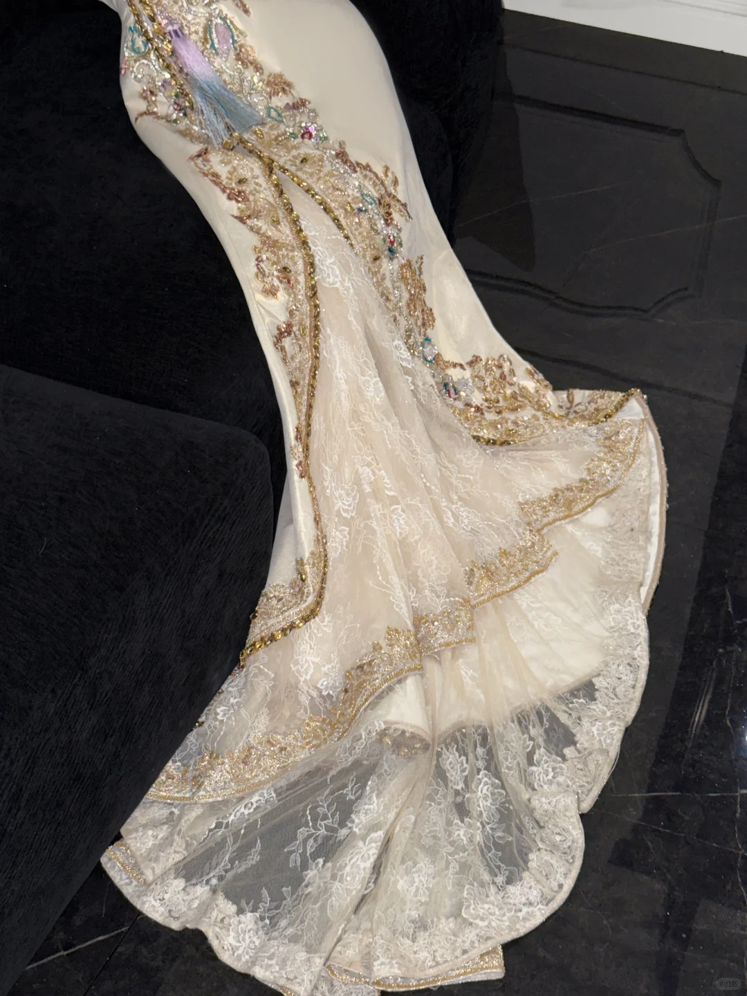 Sparkling Beige Beaded Sequined Design Elegant Mermaid Prom Dress Evening Dress HZ1024