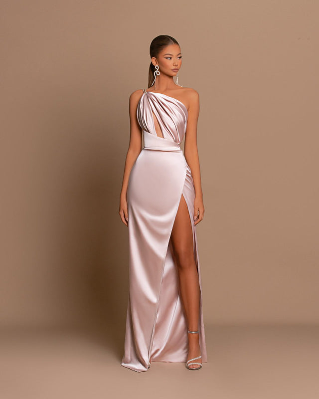 Mauve Ball Gown with Skeleton Print and Slit