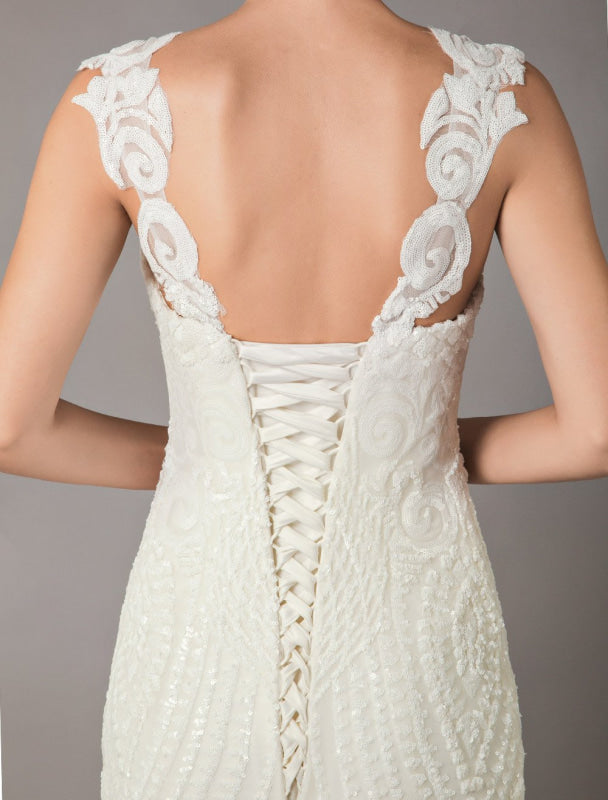 Mermaid Wedding Dresses Sequin Lace Tulle Bridal Gowns