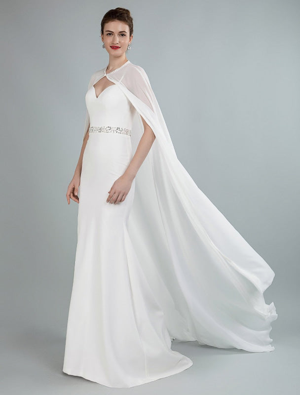 Simple Wedding Dress Sheath Sweetheart Long Sleeves Beaded Bridal Dresses