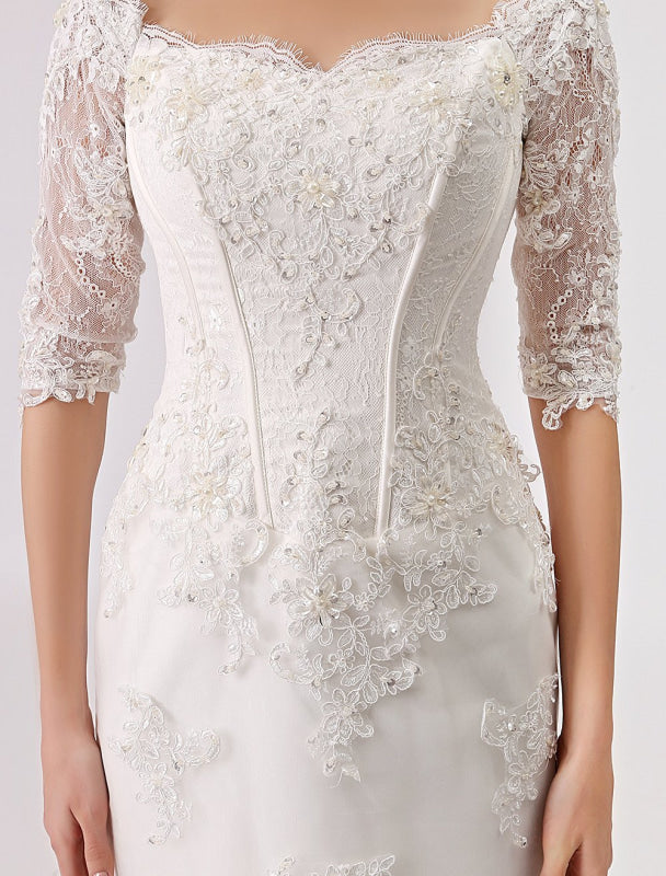 Vintage Inspired Off The Shoulder Mermaid Lace Wedding Gown