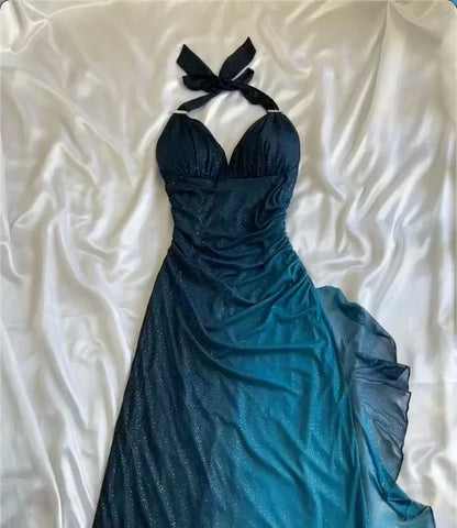 Gorgeous Shiny Beaded Sweetheart Halter-neck Long Sheath Prom Dress Party Dress Evening Dress HZ1024