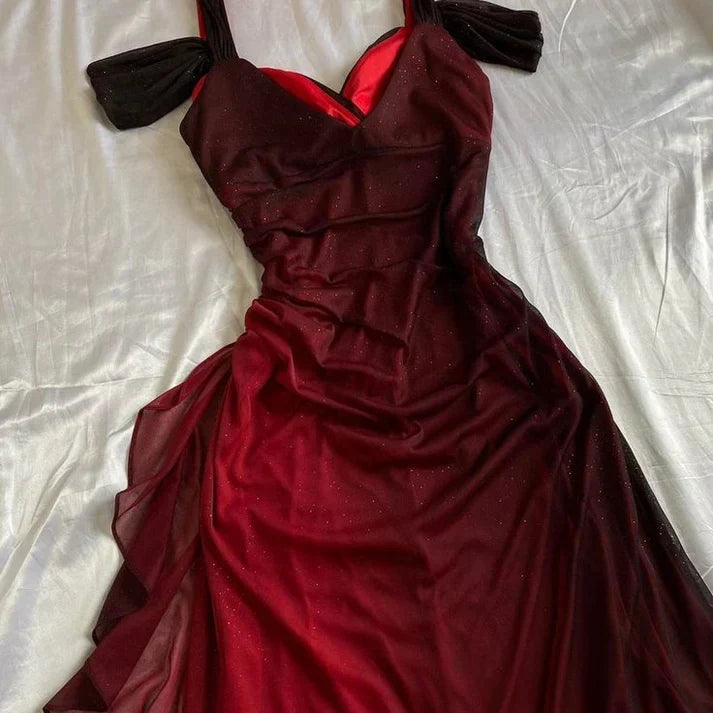 Vintage Shiny Beaded Chiffon Sheath Long Prom Dress Party Dress Evening Dress HZ1024