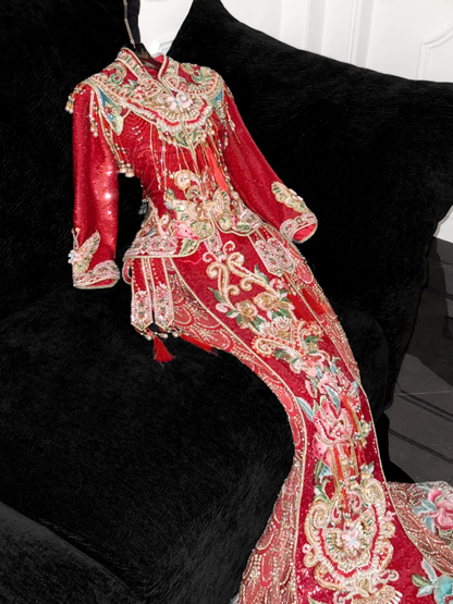 Gorgeous Sparkling Beaded Sequin Mermaid Design Exquisite Embroidery Wedding Outfit Evening Dress Prom Dresses HZ1024