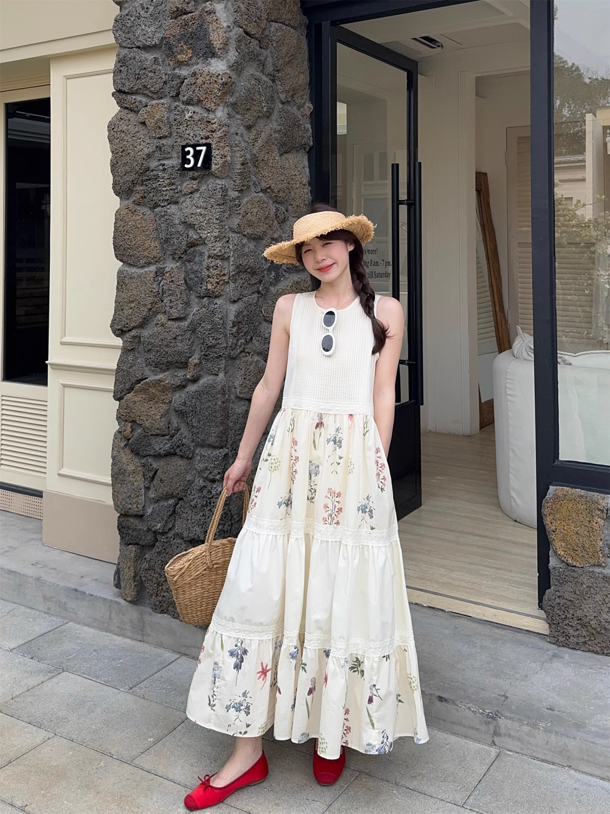 New Fashion Floral Design Beach Holiday A-line Sleeveless Vintage Dress HZ1024