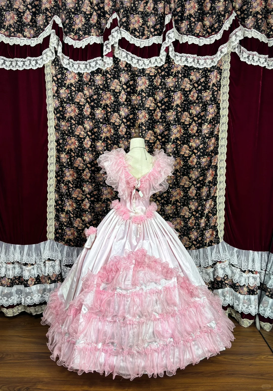 Vintage Pink Satin Tulle 3D Flowers Off-the-shoulder Sweet 16 Quinceanera A-Line Evening Dress Ball Gown HZ1024