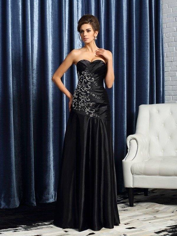 A-Line/Princess Sweetheart Beading Sleeveless Long Satin Mother of the Bride Dresses - RongMoon