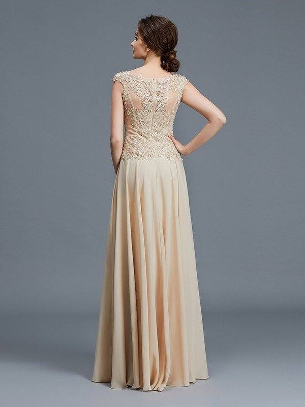 A-Line/Princess Scoop Sleeveless Ruffles Chiffon Floor-Length Mother of the Bride Dresses - RongMoon
