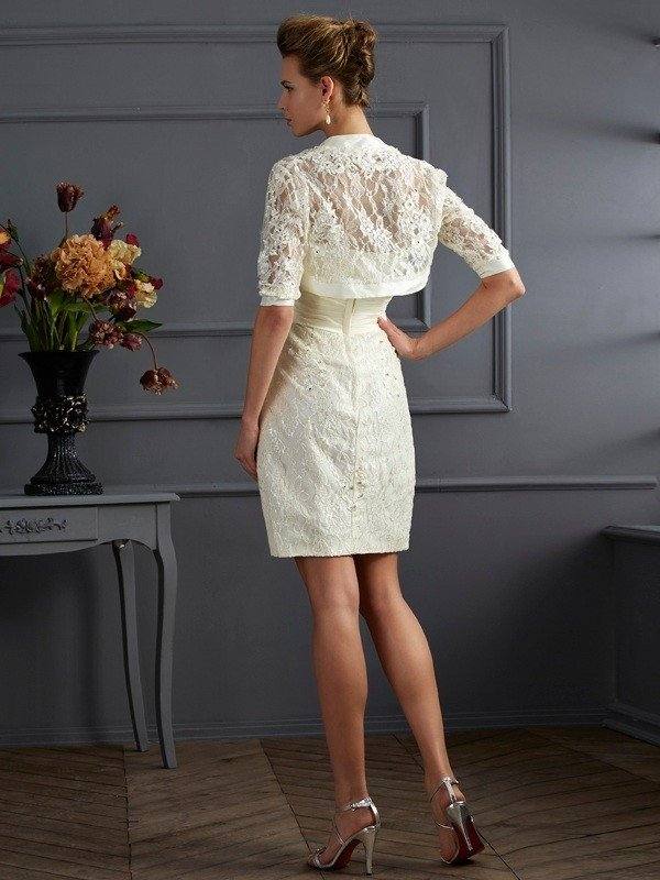 Sheath/Column Sweetheart Sleeveless Beading Short Taffeta Mother of the Bride Dresses - RongMoon