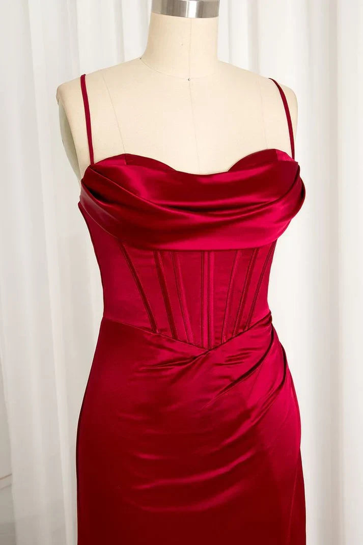 Enchanting Satin Backless Lace-up Mermaid Long Prom Dress Party Dress Evening Dress HZ1024