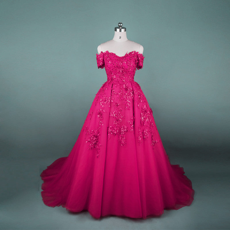 Gorgeous Sequin Lace Sweetheart Off The Shoulder Tulle Evening Gowns
