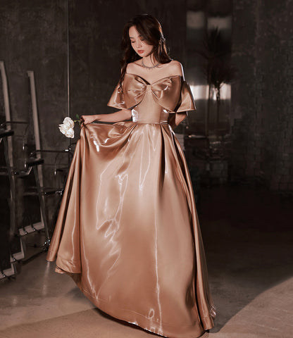 Lovely Bow Satin Long Ball Gown Formal Dress  10382