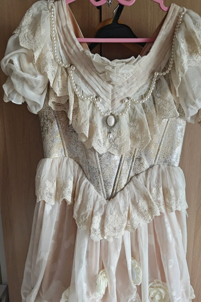 girlhomeshops-White Princess Palace Tulle Long and Ground Ball Dress Adult Ceremony Dress gh5906