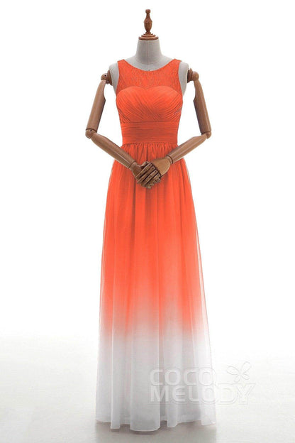 Sheath Floor Length Chiffon Lace Bridesmaid Dress Formal Dresses BD160002