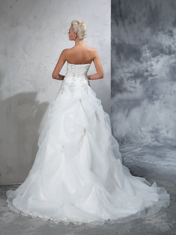 Aimishang Dress To A Wedding Ball Gown Strapless Beading Sleeveless Long Organza Dress For Wedding