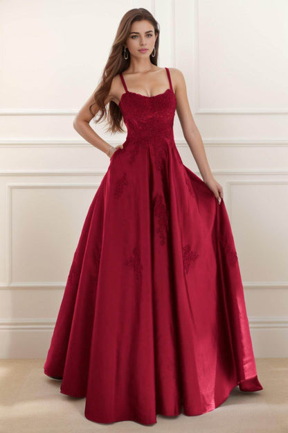 A-Line Floor Length Satin Prom Dress CS0458