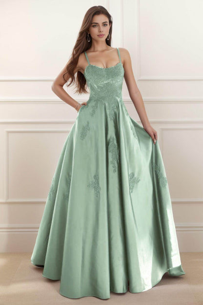 A-Line Floor Length Satin Prom Dress CS0458