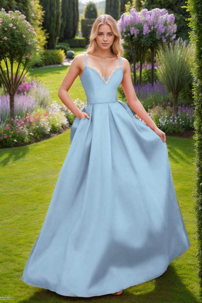 A-Line Floor Length Satin Prom Dress CS0451