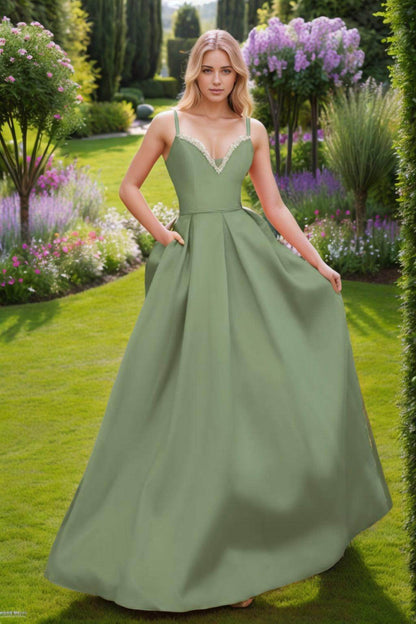 A-Line Floor Length Satin Prom Dress CS0451