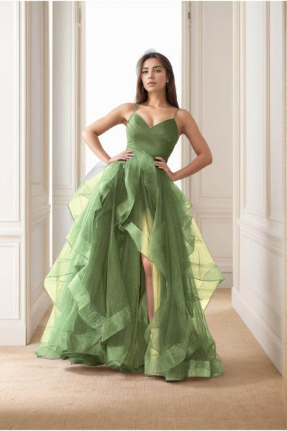 A-Line Floor-Length Tulle Prom Dress CS0412