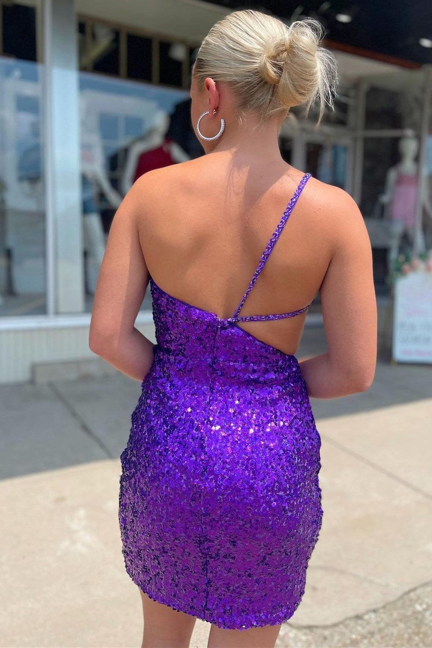 Regency Sequin One-Shoulder Cutout Short Party Dress