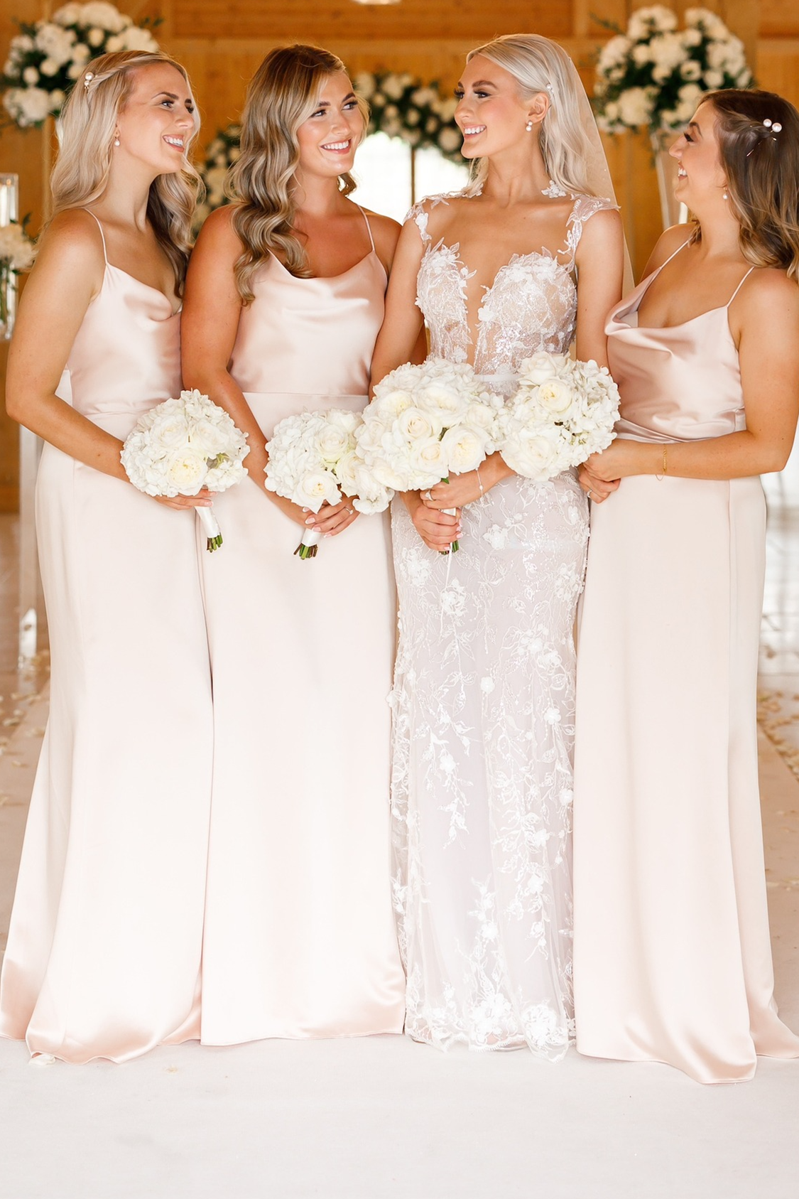 Champagne Cowl Neck Spaghetti Strap Long Dress