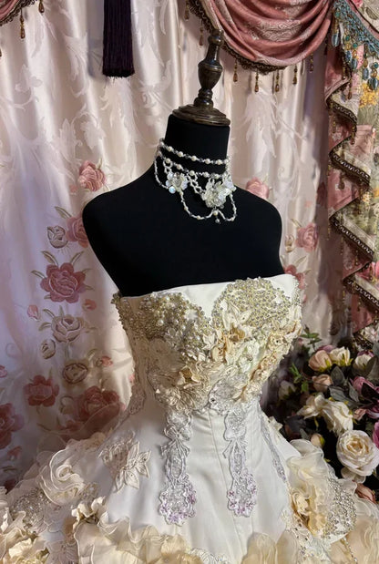 Gorgeous Strapless Ruffles Sweet 16 Quinceanera A-Line Evening Dress Ball Gown HZ1024