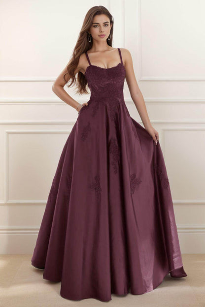 A-Line Floor Length Satin Prom Dress CS0458