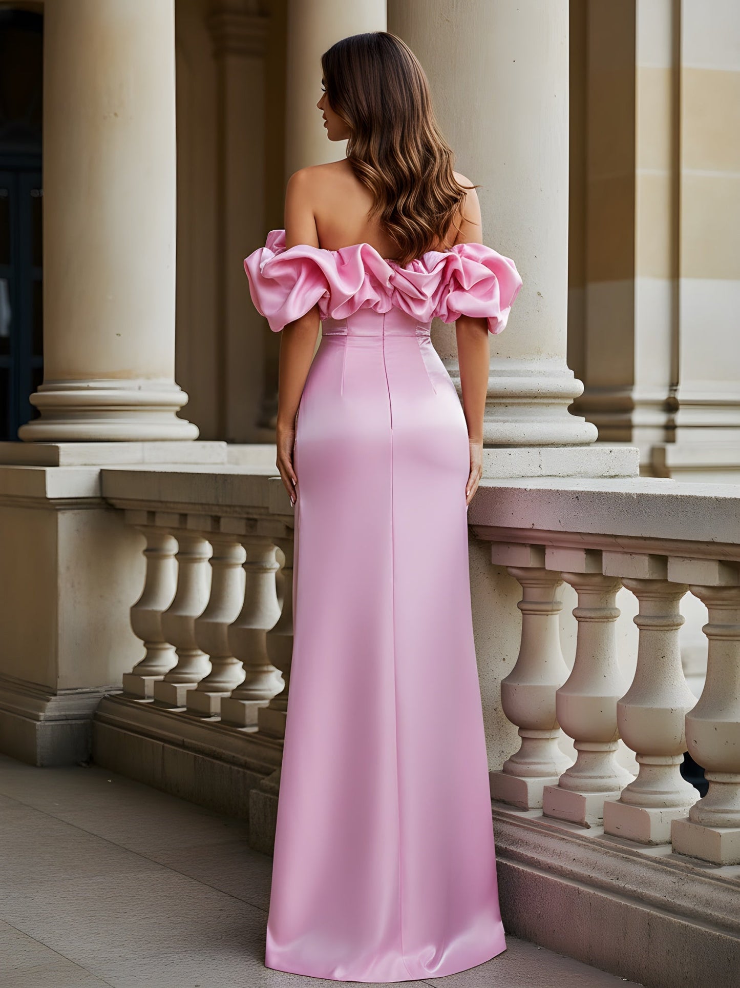 Fitted Mermaid Evening Dress with High Side Slit Candy Pink