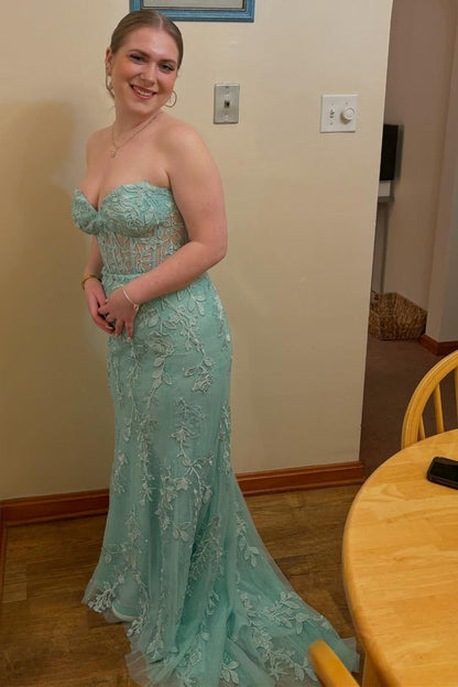 Sweetheart Black Lace Mermaid Long Formal Dress