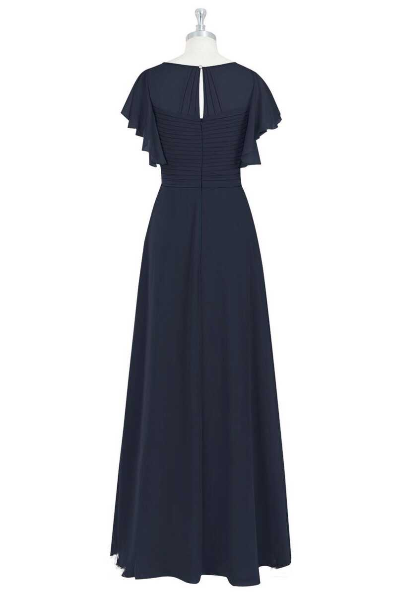 Black Crew Neck Ruffled A-Line Bridesmaid Dress