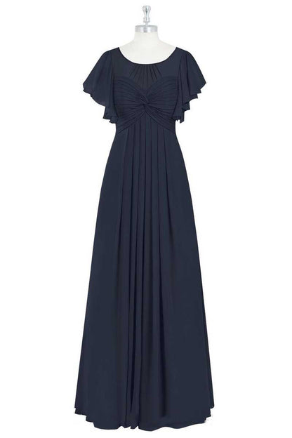 Black Crew Neck Ruffled A-Line Bridesmaid Dress
