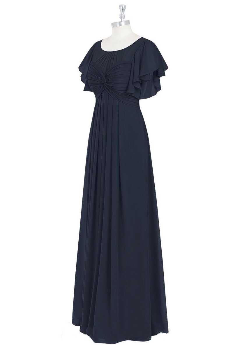 Black Crew Neck Ruffled A-Line Bridesmaid Dress