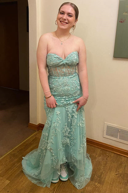 Sweetheart Black Lace Mermaid Long Formal Dress