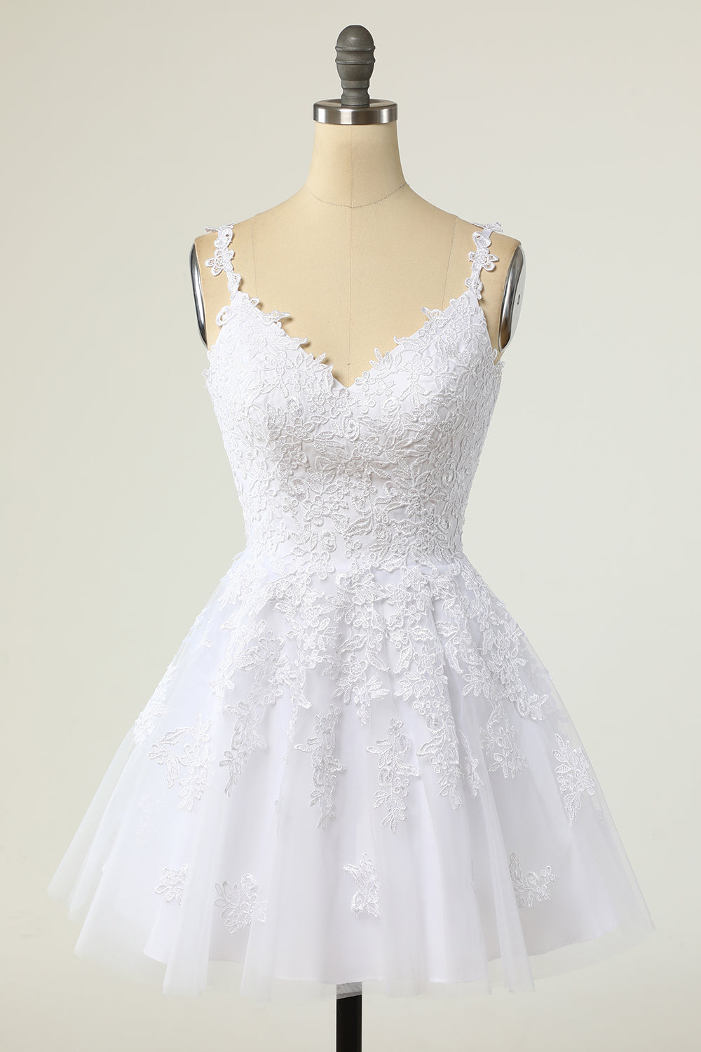 Lavender Appliques V-Neck A-Line Short Cocktail Dress