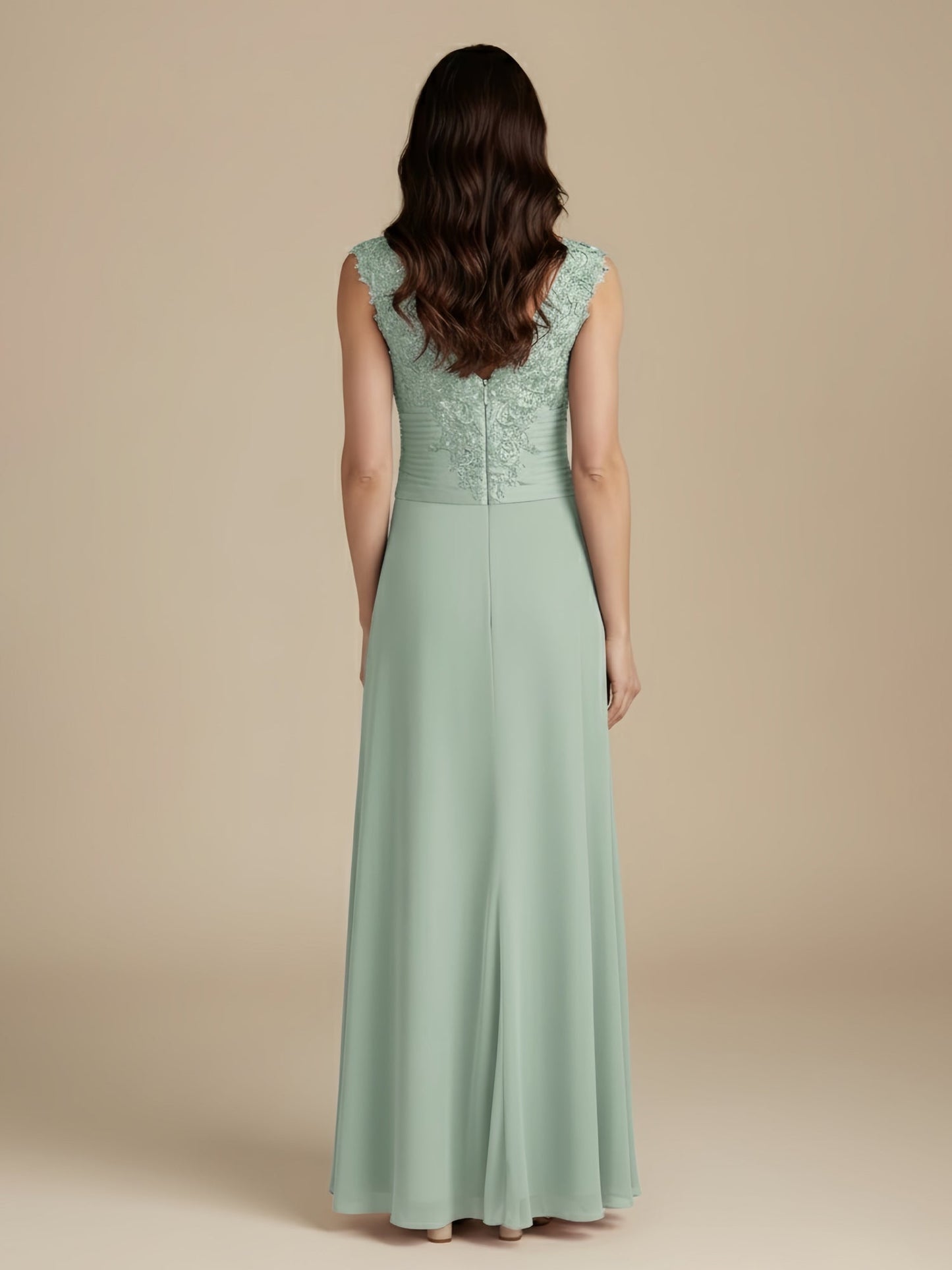A-Line Sweetheart Neck Pleated Lace Ruffles Dress Mint Green