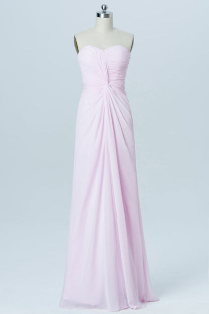 Light Pink Sweetheart Twist-Front Bridesmaid Dress