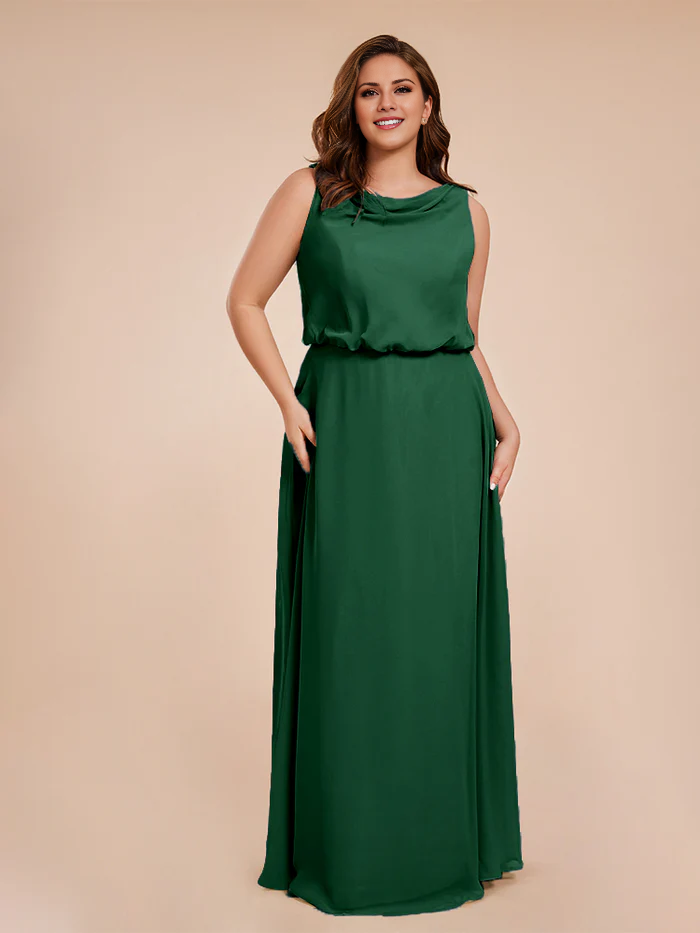 Wind neck chiffon plus size and floor length bride dresses