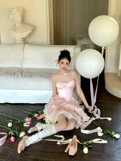 Cute Pink Sweetheart Princess Style Tiered A-Line Design Spaghetti Strap Short 18th Birthday Party Dress Homecoming Dress HZ1024