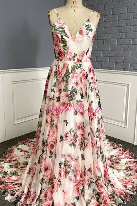 Simple v neck satin long prom dress evening dress