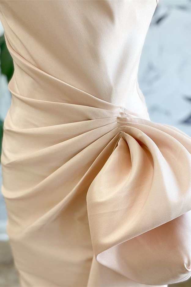 Champagne Strapless Ruffles Mermaid Long Bridesmaid Dress
