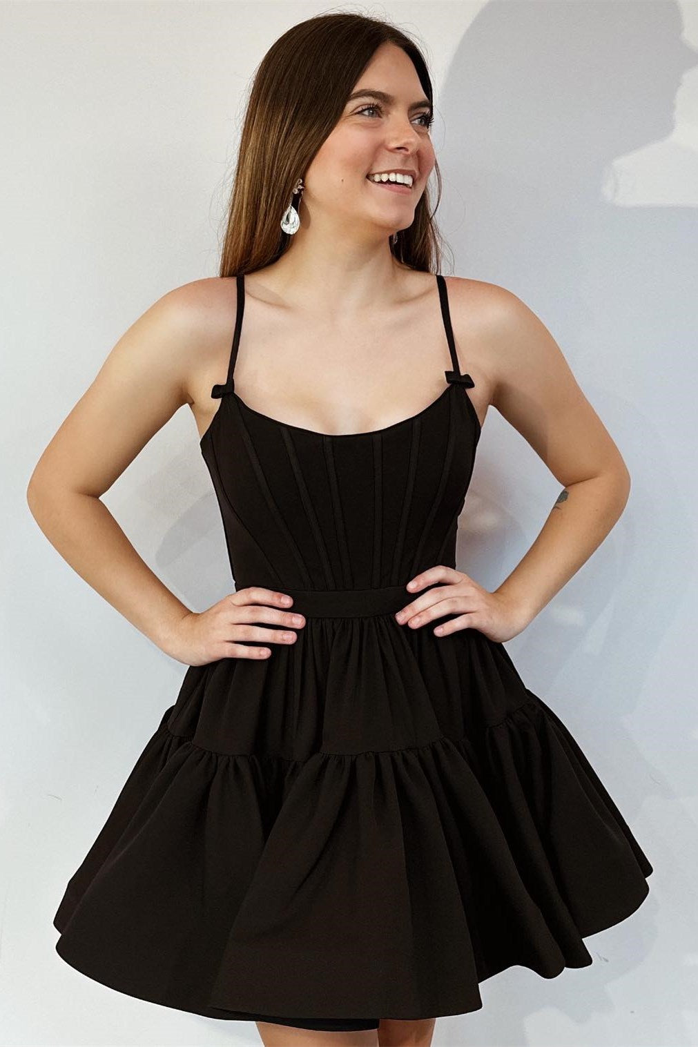 Pink Corset Bodice Lace-Up A-Line Cocktail Dress with Ruffles