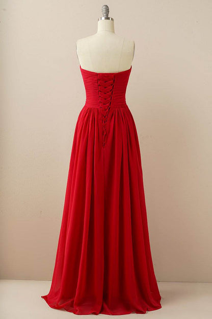Burgundy Sweetheart Chiffon Bridesmaid Dress