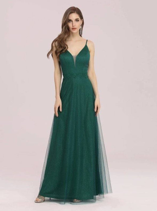 Simple Wholesale A-Line Maxi Evening Dress with Appliques Belt - RongMoon