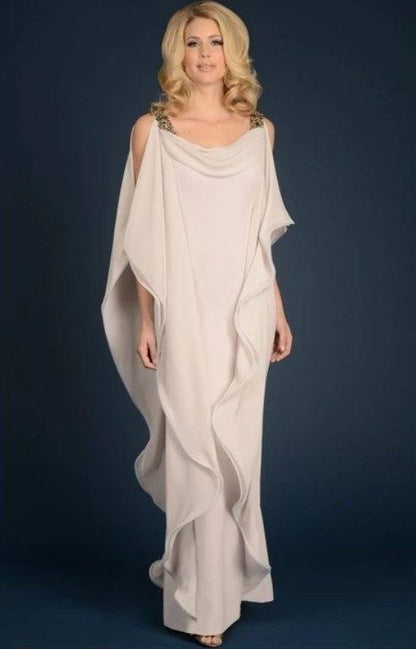 Plus Size Mother Of The Bride Dresses Sheath Ruffles Beaded Long Wedding Party Dresses Mother Dresses For Wedding - RongMoon