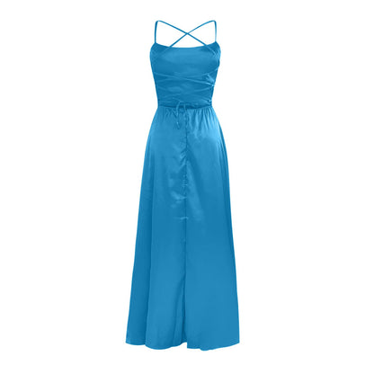 Sky Blue Elegant Long Prom Dresses for Women Formal Dresses Ruched Sexy Evening Dress