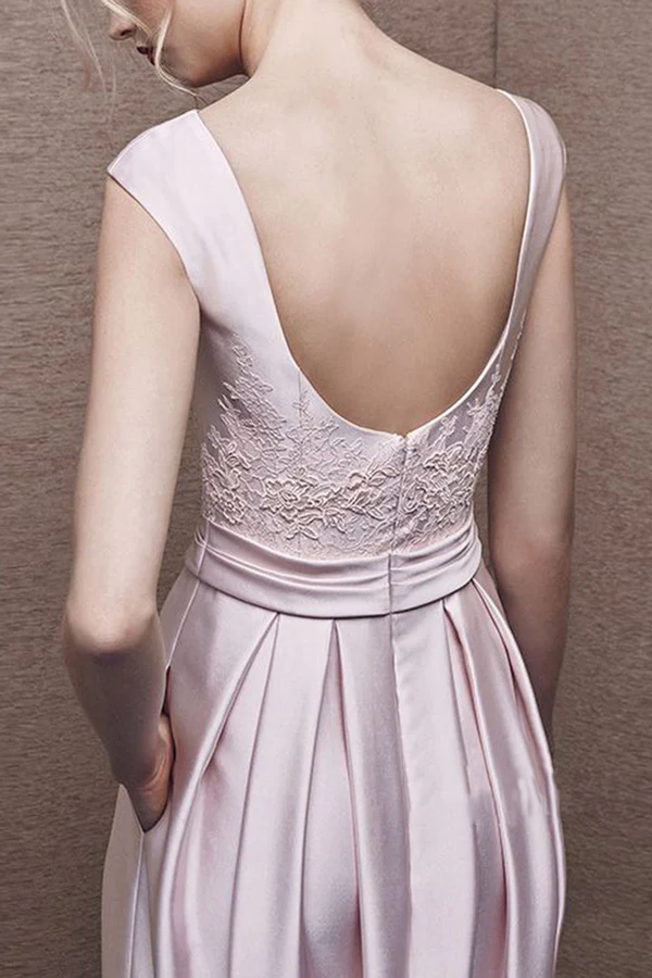 Spoon A-shaped sleeveless backless sticker mother of the bride dress